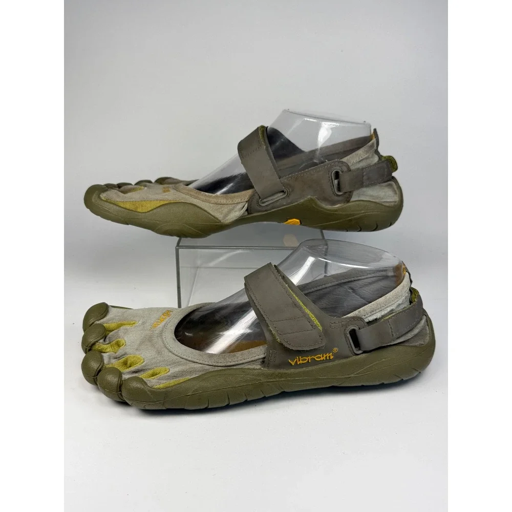 Vibram Womens 9.5-10 FiveFingers Jaya Mary Jane Olive Green Barefoot Toe Shoes